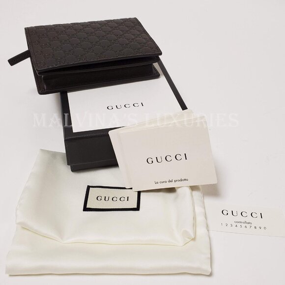 GUCCI WALLET MENS BROWN MICRO GUCCISSIMA LOGO LEATHER 544474 BIFOLD - Picture 10 of 13